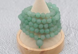 GMN2200 Hand-knotted 8mm, 10mm matte green aventurine 108 beads mala necklaces