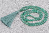 GMN227 Hand-knotted 6mm peafowl agate 108 beads mala necklaces with tassel