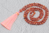 GMN228 Hand-knotted 6mm fire agate 108 beads mala necklaces with tassel