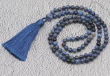 GMN239 Hand-knotted 6mm dumortierite 108 beads mala necklaces with tassel