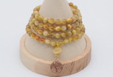 GMN2423 Hand-knotted 6mm golden tiger eye 108 beads mala necklace with charm