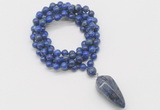 GMN4087 Hand-knotted 8mm, 10mm lapis lazuli 108 beads mala necklace with pendant