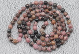 GMN534 Hand-knotted 8mm, 10mm rhodonite 108 beads mala necklaces