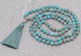 GMN611 Hand-knotted 8mm, 10mm sea sediment jasper 108 beads mala necklaces with tassel