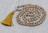 GMN628 Hand-knotted 8mm, 10mm feldspar 108 beads mala necklaces with tassel