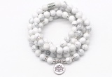 GMN7000 8mm white howlite 108 mala beads wrap bracelet necklaces