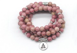 GMN7011 8mm pink wooden jasper 108 mala beads wrap bracelet necklace