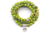 GMN7056 8mm green sea sediment jasper 108 mala beads wrap bracelet necklaces