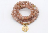 GMN7130 Chakra 8mm sunstone 108 mala beads wrap bracelet necklaces