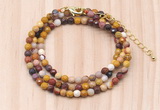 GMN7233 4mm faceted round tiny mookaite jasper beaded necklace jewelry