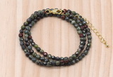 GMN7238 4mm faceted round tiny dragon blood jasper beaded necklace jewelry