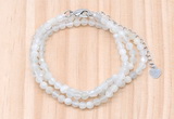 GMN7252 4mm faceted round tiny white moonstone beaded necklace jewelry