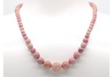GMN7301 pink wooden jasper graduated beaded necklace & bracelet set