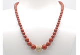 GMN7302 red jasper graduated beaded necklace & bracelet set