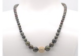 GMN7309 dragon blood jasper graduated beaded necklace & bracelet set