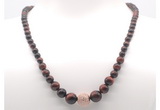 GMN7333 red tiger eye graduated beaded necklace & bracelet set
