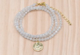 GMN7400 4mm faceted round tiny white jade beaded necklace with constellation charm