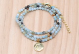 GMN7412 4mm faceted round tiny amazonite beaded necklace with constellation charm
