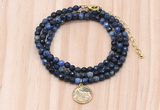 GMN7418 4mm faceted round tiny dumortierite beaded necklace with constellation charm