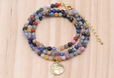 GMN7420 4mm faceted round tiny mixed gemstone beaded necklace with constellation charm