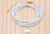 GMN7451 4mm faceted round tiny white moonstone beaded necklace with constellation charm