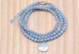 GMN7468 4mm faceted round blue angel skin beaded necklace with constellation charm