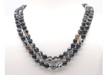 GMN8011 18 - 36 inches 8mm, 10mm black banded agate 54, 108 beads mala necklaces
