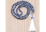 GMN8201 18 - 36 inches 8mm blue spot stone 54, 108 beads mala necklace with tassel