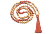 GMN8552 8mm, 10mm picture jasper & red jasper 108 beads mala necklace with tassel