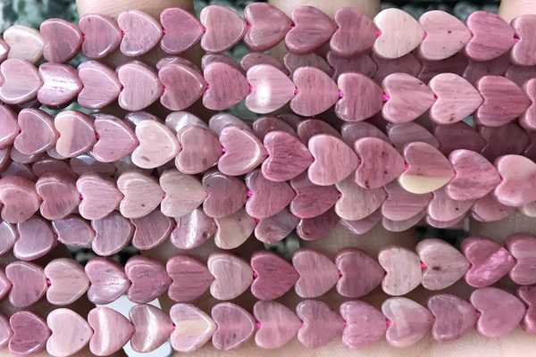 HEAR44 15 inches 6mm heart pink wooden jasper beads
