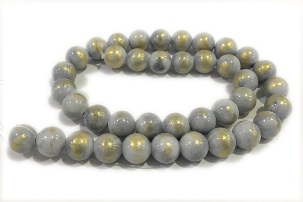 JADE583 15 inches 12mm round golden jade gemstone beads