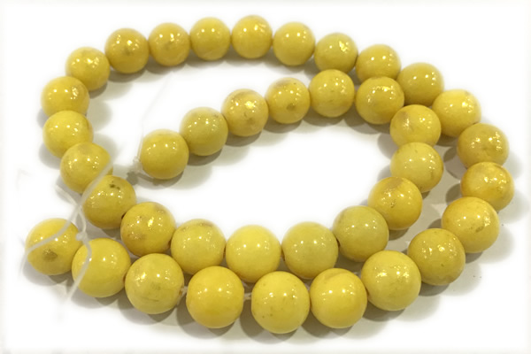 JADE602 15 inches 10mm round golden jade gemstone beads