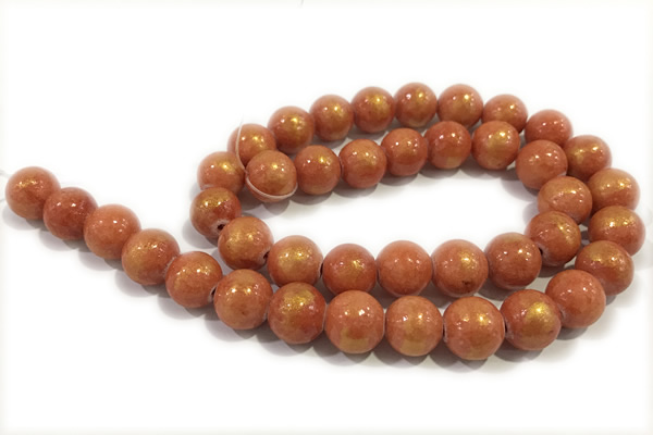 JADE638 15 inches 12mm round golden jade gemstone beads