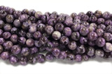 KUNZ14 15 inches 10mm round Peru dye purple lepidolite beads