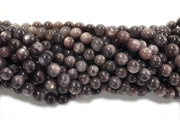 KUNZ16 15 inches 8mm~9mm round natural Brazilian lepidolite beads