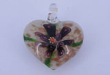 LP10 16*32*38mm heart inner flower lampwork glass pendants
