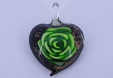 LP11 14*35*45mm heart inner flower lampwork glass pendants