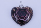 LP12 13*38*43mm heart inner flower lampwork glass pendants
