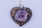LP25 15*40*50mm heart inner flower lampwork glass pendants