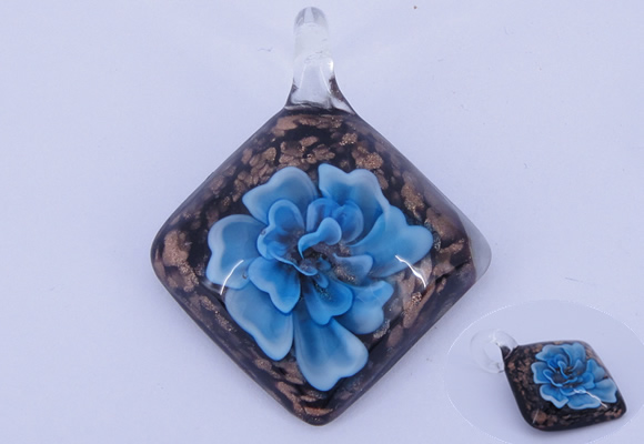 LP59 12*38*48mm diamond inner flower lampwork glass pendants
