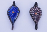 LP93 11*28*63mm leaf inner flower lampwork glass pendants