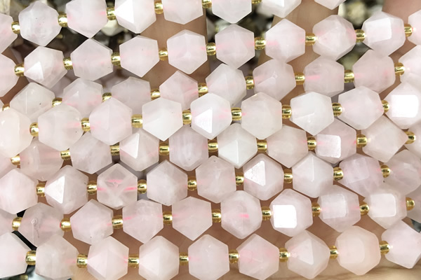 MIXE70 15 inches 10mm faceted rose quartz gemstone beads