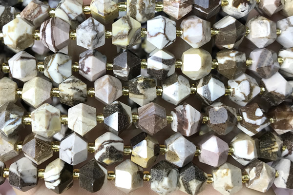 MIXE72 15 inches 10mm faceted Australian zebra jasper beads