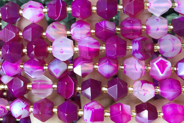 MIXE85 15 inches 10mm faceted banded agate gemstone beads