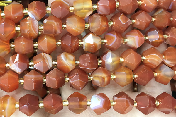 MIXE88 15 inches 10mm faceted banded agate gemstone beads