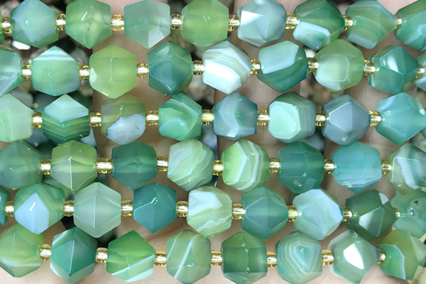 MIXE89 15 inches 10mm faceted banded agate gemstone beads