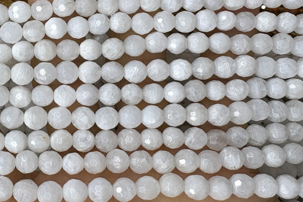 MOON25 15 inches 6mm faceted round natural white moonstone beads