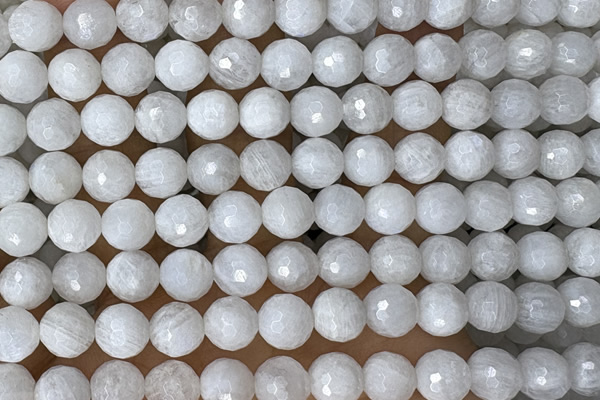 MOON26 15 inches 8mm faceted round natural white moonstone beads