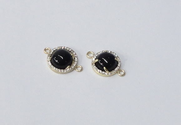 NGC1013 10mm flat round agate gemstone connectors wholesale
