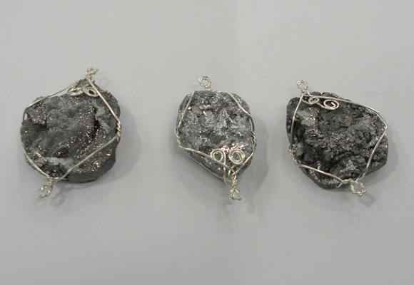NGC108 25*30mm - 35*40mm freeform druzy agate connectors wholesale